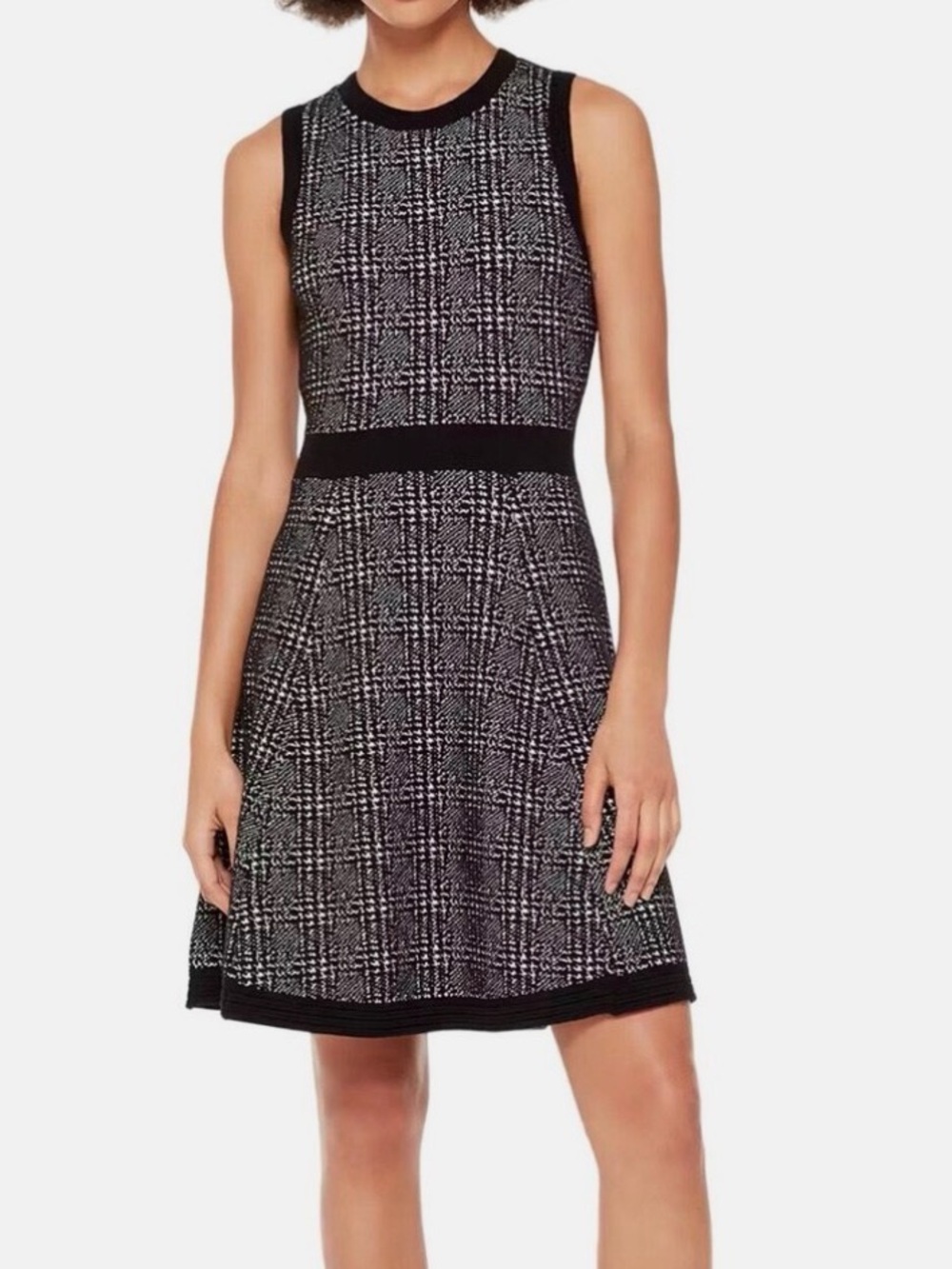 Kate spade wool blend Black & White Sleeveless Knit A-Line Dress